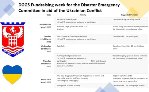 DGGS Fundraising week for the Disaster Emergency Committee in aid of the Ukrainian Conflict
